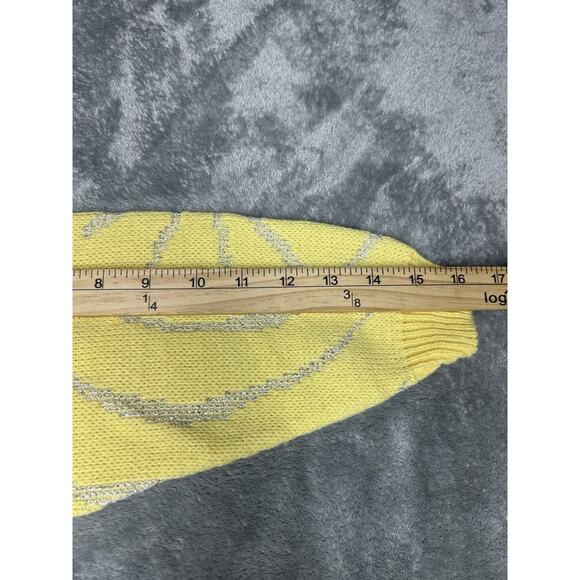 Vintage 80s Girls Electric Knit Co Made In USA Yellow Geometric Sweater Size Med - Picture 9 of 10